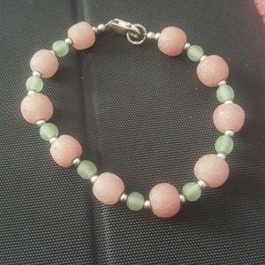Green Pink Sea Glass Bracelet